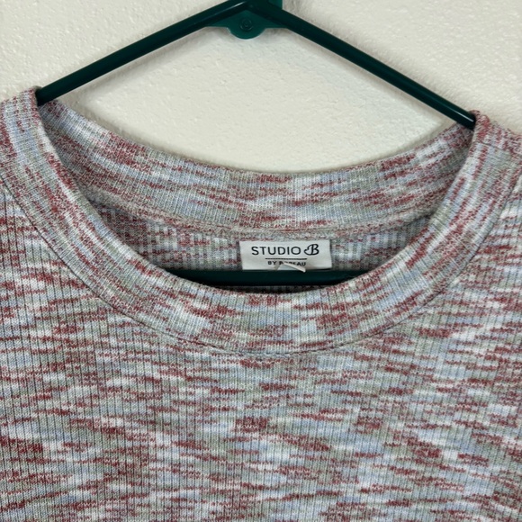 Studio B By Bobeau Puff Shoulder Ls Shirt Sz Large Pink White Y2K Textured - Picture 3 of 7